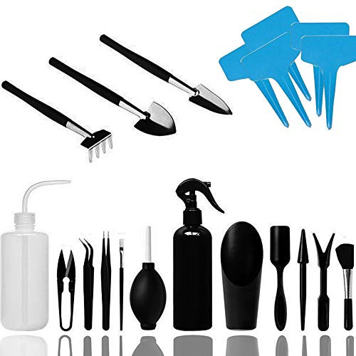 Wesdxc56 20 Pieces Succulent Plants Tools, Mini Garden Hand Tools Set Transplanting Tools Miniature Planting Gardening Tool Set for Indoor Miniature Fairy Garden Plant Care