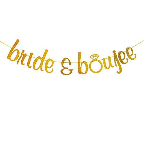 Bride  and  Boujee Banner for Bridal Shower Engagement Bachelorette Wedding Party Decorations Gold Glitter