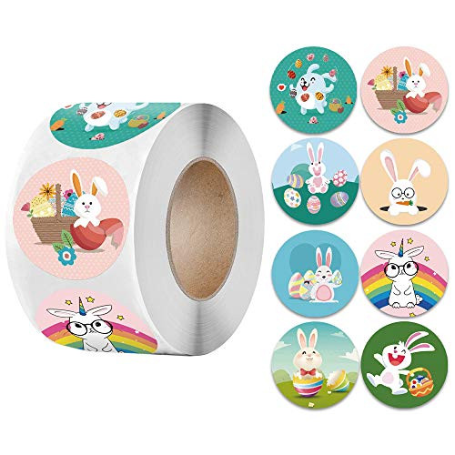 500 Pieces Easter Stickers, 8 Patterns Easter Theme Stickers, Easter Bunny Stickers Easter Eggs Roll Stickers Self-Adhesive Decorative Stickers for Party Supplies