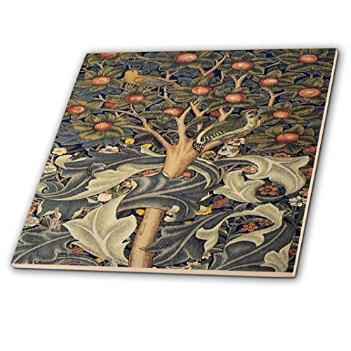 3D Rose Image of William Morris Woodpecker in Gray Orange and Ivory Ceramic Tile Multicolor 3D Rose Image of William Morris Woodpecker in Gray Orange and Ivory Ceramic Tile Multicolor