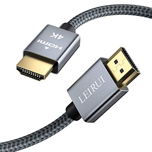 4K HDMI Cable 10ft, LEIRUI 18Gbps High-Speed HDMI 2.0 Cable, 32AWG Braided HDMI Cord Supports 4K, 3D, 2160P, 1080P, Ethernet, Audio Return Compatible with UHD TV, Blu-ray, PS4/3, PC, Fire TV