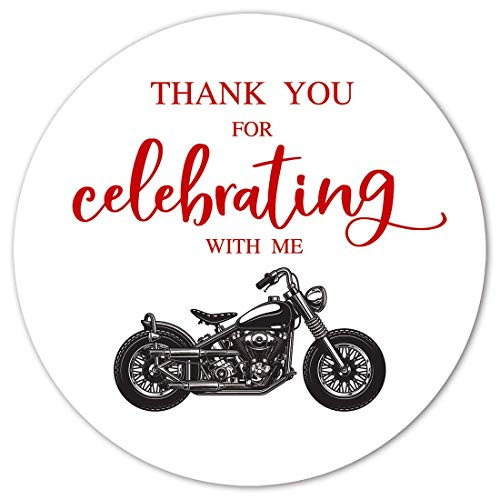 Motorcycle Party Thank You Stickers, 40-Pack 2" Motocross Scooter Birthday Favor Sticker Labels, Decorations