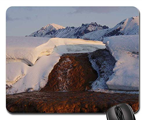 Mouse Pad - Mountains Volcano Rocks Slopes Creek Waterfall