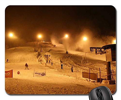 Mouse Pad - Finland Ski Slope Winter Snow Ice Landscape Night