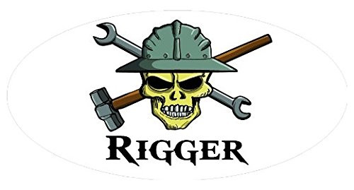 Large 5'' Sticker - Rigger Skull Hard Hat - Construction Toolbox, Hardhat, Lunchbox, Helmet, Mechanic  and  More