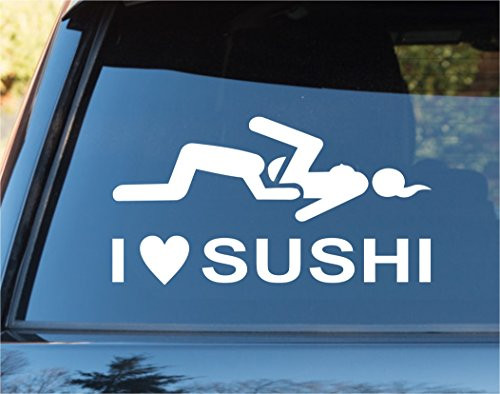 I Love Sushi Funny Car Window Windshield Lettering Decal Sticker