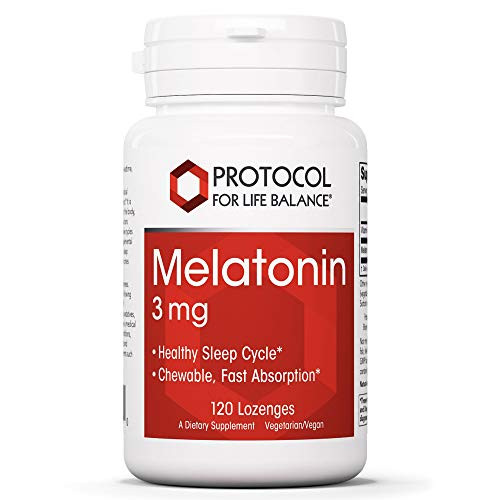 Protocol For Life Balance - Melatonin 3 mg - Chewable with Vitamin B6 for Fast Absorption That Encourages Healthy Sleep and Gastrointestinal Function - 120 Lozenges