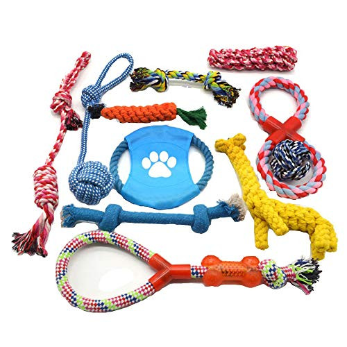 Flowersea998 Dog Rope Toys,Durable Cotton Pets Puppy Chew Dog Rope Toy Assortment for S M L Breeds Playing Playtime Teeth Cleaning Training Tug-of-War Balls Dog Bones Birthday Set of 11 Flowersea998 Dog Rope Toys,Durable Cotton Pets Puppy Chew Dog Rope Toy Assortment for S M L Breeds Playing Playtime Teeth Cleaning Training Tug-of-War Balls Dog Bones Birthday Set of 11