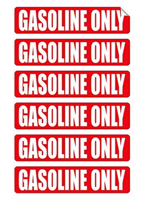 6 pack GASOLINE ONLY Decals / Stickers / Labels / Markers Fuel Gas