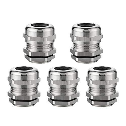 Cable Gland PG11-10 copper Waterproof Cable Glands Joints Adjustable Connector for 10-6mm Dia Cable, Pack of 5