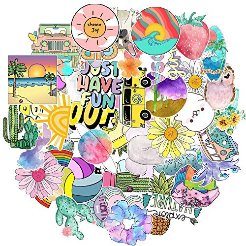 VSCO Stickers for Water Bottles, 50Pcs Waterproof Aesthetic Stickers for Hydroflask Laptop Skateboard Luggage Computer Stickers for Teens Girls Kids