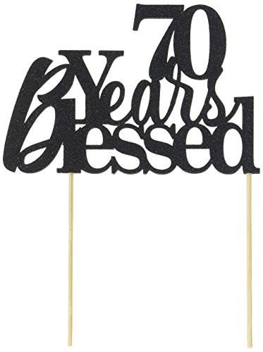 All About Details Black 70-Years-Blessed Cake Topper