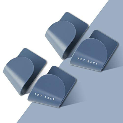 4Pcs Pot Lid Holder, Wall Mount Pot Lid Organizers Racks, Self Adhesive Adjustable Pan Lid Organizer Holder for Place Cut Board, Lid, Pan, Kitchen Utensils (Blue)