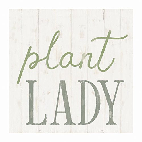 P. GRAHAM DUNN Plant Lady Whitewash 3.5 x 3.5 Inch Pine Wood Tabletop Block Sign
