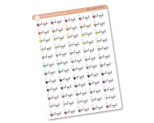 Nail Appt Planner Stickers, Script"Nail Appt" Content Planning Labels, Rainbow Colored Tracking Stickers ( 915-007-051L-WH)