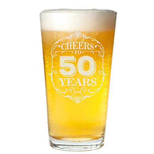 Veracco Cheers To 50 Fifty Years 50th BirthdayGifts For Him Her 50 and Fabulous Pint Beer Glass (Clear, Glass)