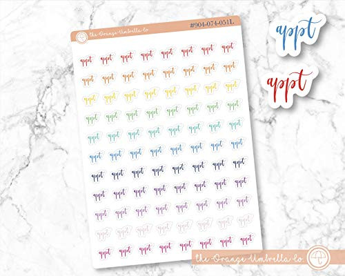 Appointment, Planner Stickers, Script"Appt" Planning Labels, Rainbow Colored Planner Tracking Stickers ( 904-074-051L-WH)