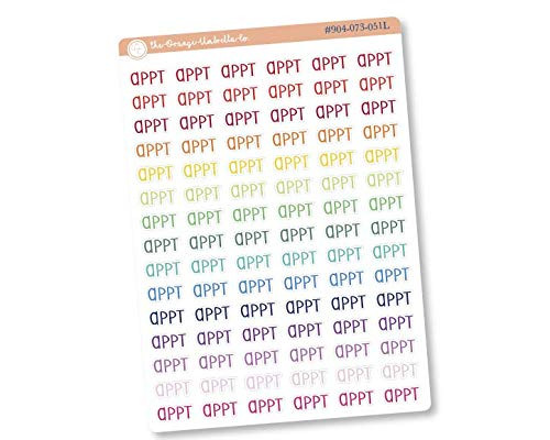 Appointment, Planner Stickers, Rainbow Colored Script"Appt" Planning Labels, Planner Tracking Stickers, F3 ( 904-073-051L-WH)