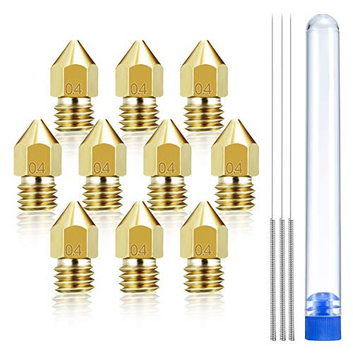 10PCS 0.4mm 3D Printer Nozzles for MK8 Plus 3 PCS 0.4mm Extruder Nozzle Cleaning Needles, 3D Printer Extruder Brass Nozzles M6 Thread for 1.75mm Filament