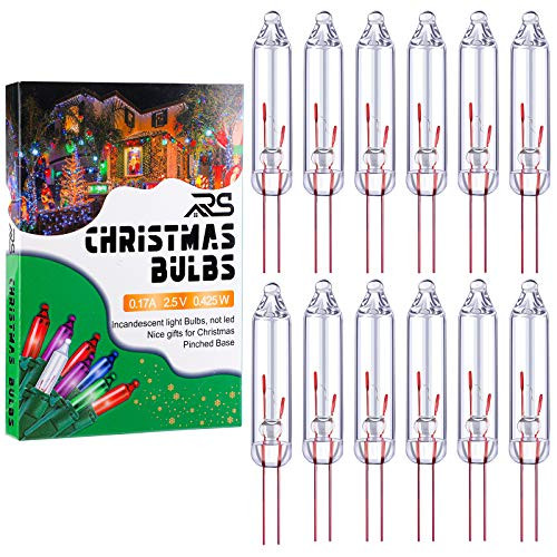 Ruisita 60 Pieces Clear Mini Christmas 2.5 Volt Replacement Light Bulbs for Christmas Trees Decorative Light