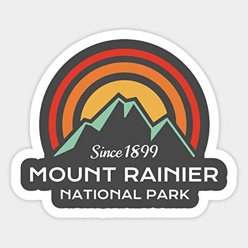 Mount Rainier National Park Retro - Sticker Graphic - Car Vinyl Sticker Decal Bumper Sticker for Auto Cars Trucks