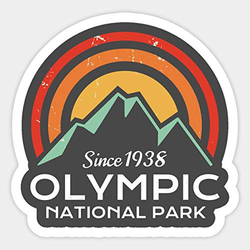 Olympic National Park Retro - Sticker Graphic - Car Vinyl Sticker Decal Bumper Sticker for Auto Cars Trucks