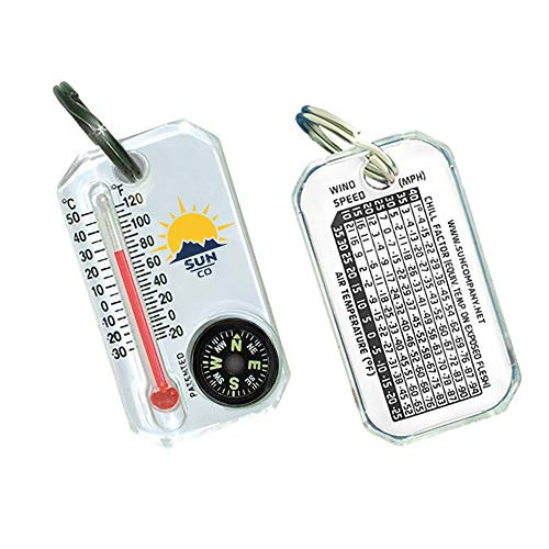 Sun Company Therm-o-Compass - Zipper Pull Compass and Thermometer - Easy-to-Read Outdoor Thermometer and Compass