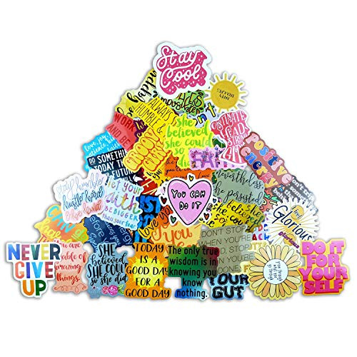 Stickers for Water Bottles 50PCS Inspirational Quote - Waterproof Positive Motivational Laptop Stickers for Adult, Teens, Students