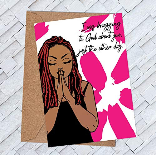 African American Religious Greeting Card 5"x 7" inch Birthday Encouragement Congratulations Empowerment Graduation Card for Her Mahogany Skin Tone Queen Sisters. Afrocentric All Occasion with Envelope