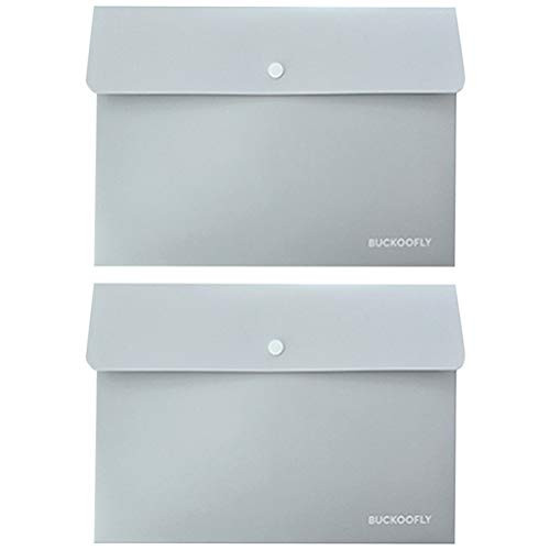 Toyvian 2pcs A4 Poly File Folder Pockets Plastic Envelopes Document Letter Organizer with Snap Button Closure for School Home Work Office Blue