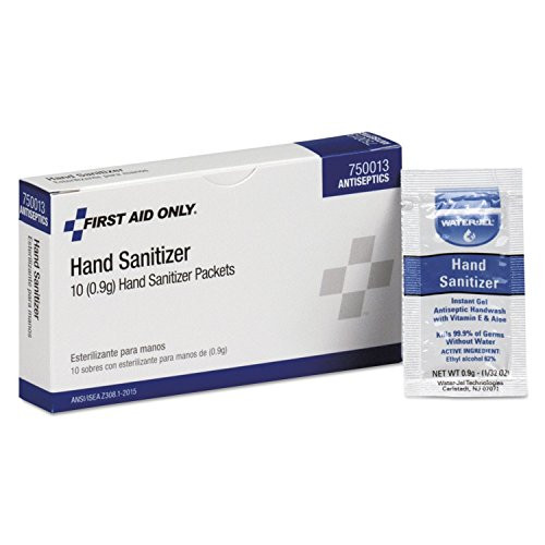 First Aid Only 750013 Hand Sanitizer Packets, Clean Scent, 0.9 g, 10/Box