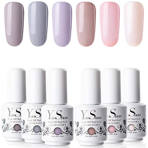Gel Nail Polish Kit - YaoShun Gel Polish Mist Grey and Nude Series 6 Colors UV LED Nail Polish Gift Box, Soak Off Nail Gel Manicure Gel Nail Art Kit 1 Gel Nail Polish Kit - YaoShun Gel Polish Mist Grey and Nude Series 6 Colors UV LED Nail Polish Gift Box, Soak Off Nail Gel Manicure Gel Nail Art Kit 1
