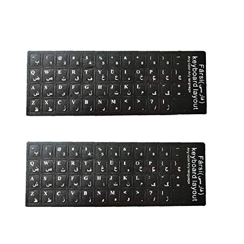 Persian English Keyboard Stickers,Persian English Keyboard Replacement Sticker with Black Background and White Big Lettering for Computer Notebook Laptop Desktop Keyboards