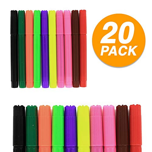 Emraw 10 Classic Colors Broad Line Jumbo Watercolor Markers Dry Erase Marker Erasable Whiteboard Marker Pens Chisel Tips Assorted Colors Comfortable Grip White Board Pens (Pack of 2)