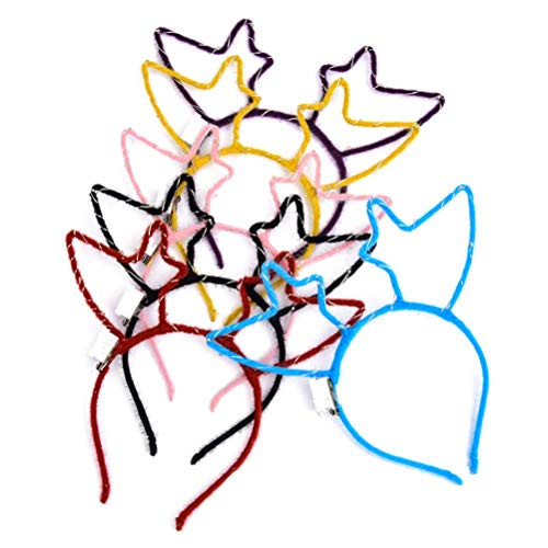 6pcs CHRISTMAS Glow Antler Headband LED Plush Headdress Hair Hoop for Woman Kids DECORation (Mixed Color)