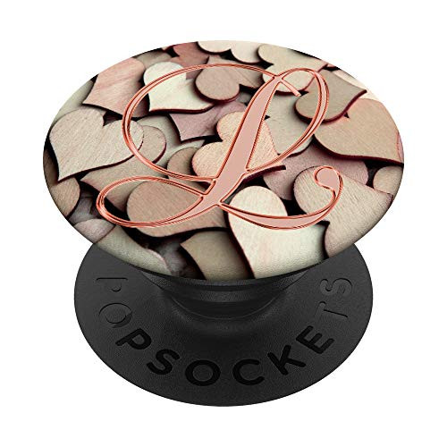 L Pink Hearts Shape Geometric Love Initial Monogram Letter PopSockets Grip and Stand for Phones and Tablets