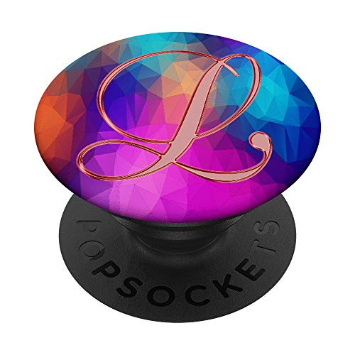 L Red Triangles Polygon Geometric Initial Monogram Letter PopSockets Grip and Stand for Phones and Tablets