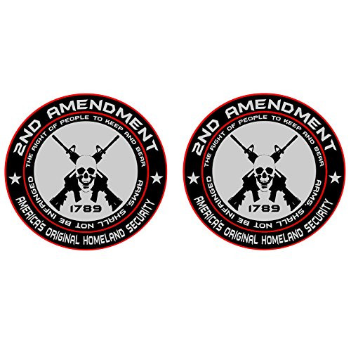 2x 2nd Amendment - America's Original Homeland Security Round Bumper Sticker Decal (5 Inch)