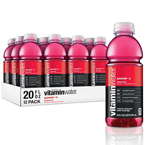 vitaminwater electrolyte enhanced water w/ vitamins, power-c dragonfruit, 20 fl. oz (Pack of 12)