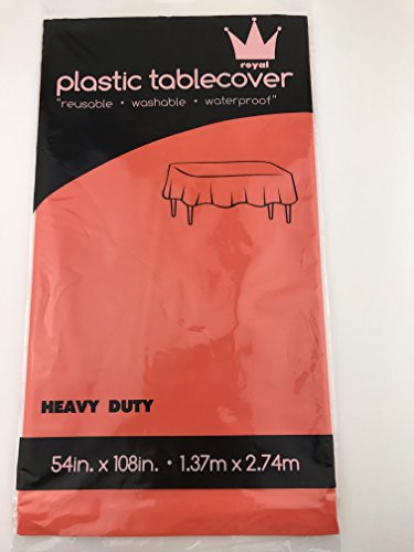 Royal 54 x 108 FOUR Plastic Table Cloth, Plastic Party Table Cover, Reusable Plastic Table Cloth, Disposable Rectangular table cover (ORANGE)