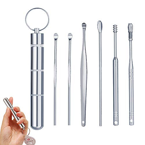 Portable Ear Wax Removal Kit with Metal Case, Ear Cleaner for Humans, Ear Pick Ear Wax Removal Tool Keychain, Ear Cleaning Kit Earwax Removal Tools, Ear Wax Cleaner Earwax Removal Kit Ear Wax Remover