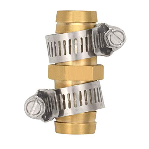 Hanobo 5 Pack Brass Pipe Tubes of Metal 3/4 Inch Garden Water Hose Repair Mender with Stainless Clamp