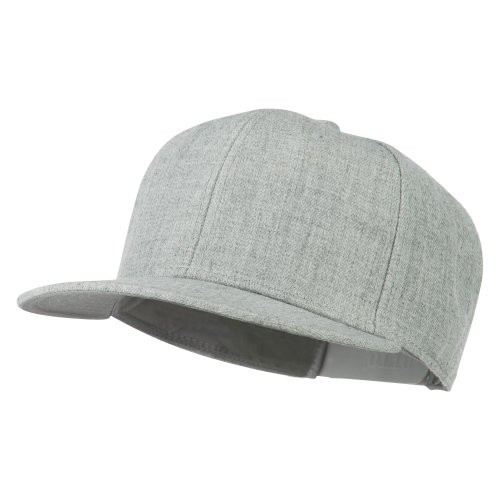Heather Wool Blend Flat Bill Snapback Two Tone Cap - Heather Grey OSFM