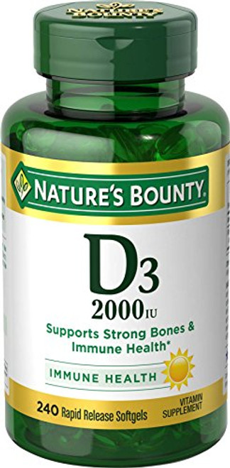 Vitamin D by Natures Bounty for immune support. Vitamin D provides immune support and promotes healthy bones. 2000IU, 240 Softgels