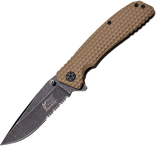 MASTER CUTLERY MX-A827TN 4.75" Folder Stone Wash Blade, NC Tan G10 Handle with Clip