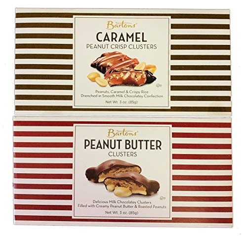 Bartons Peanut Cluster 3 Oz Pack Of 2 Caramel Peanut Crisp Cluster And Peanut Butter Cluster Chocolate Covered Peanuts Snack Delicious Chocolate Peanut Clusters Treat