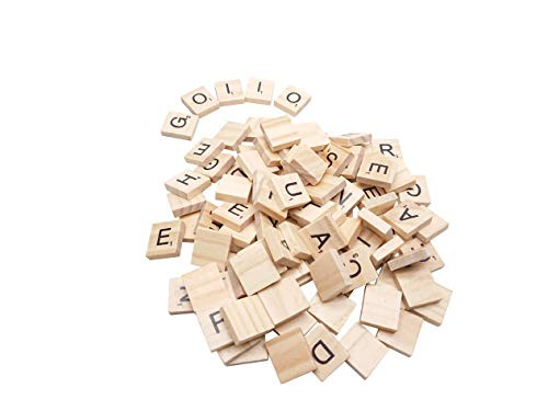 Goiio 100PCS Scrabble Letters, DIY Making Scrabble Crossword Game,Wood Scrabble Tiles