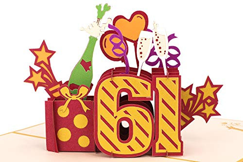 Happy birthday pop up card, 3D Popup Greeting Cards (Happy Birthday Number Age 61st pop up card)