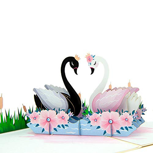 Wedding pop up card (Swan Couple), 3D wedding card, Wedding Pop Up Anniversary Card, The Perfect Handmade Gifts for Bride and Groom in Wedding Party, Love popup card, Valentine 3D card
