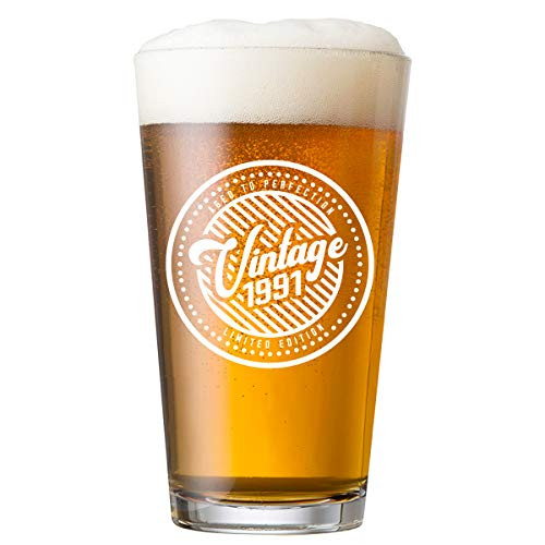 30th Birthday Glass - Vintage 1991 - 16 oz Beer Pint Glass - 30 Years Old Birthday Mug- Great 30th Birthday Gift for Men Women Brother Sister Friend 30th Birthday Glass - Vintage 1991 - 16 oz Beer Pint Glass - 30 Years Old Birthday Mug- Great 30th Birthday Gift for Men Women Brother Sister Friend